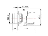 PUSHBUTTON BLACK 22mm INDECO RINPB22F10B
